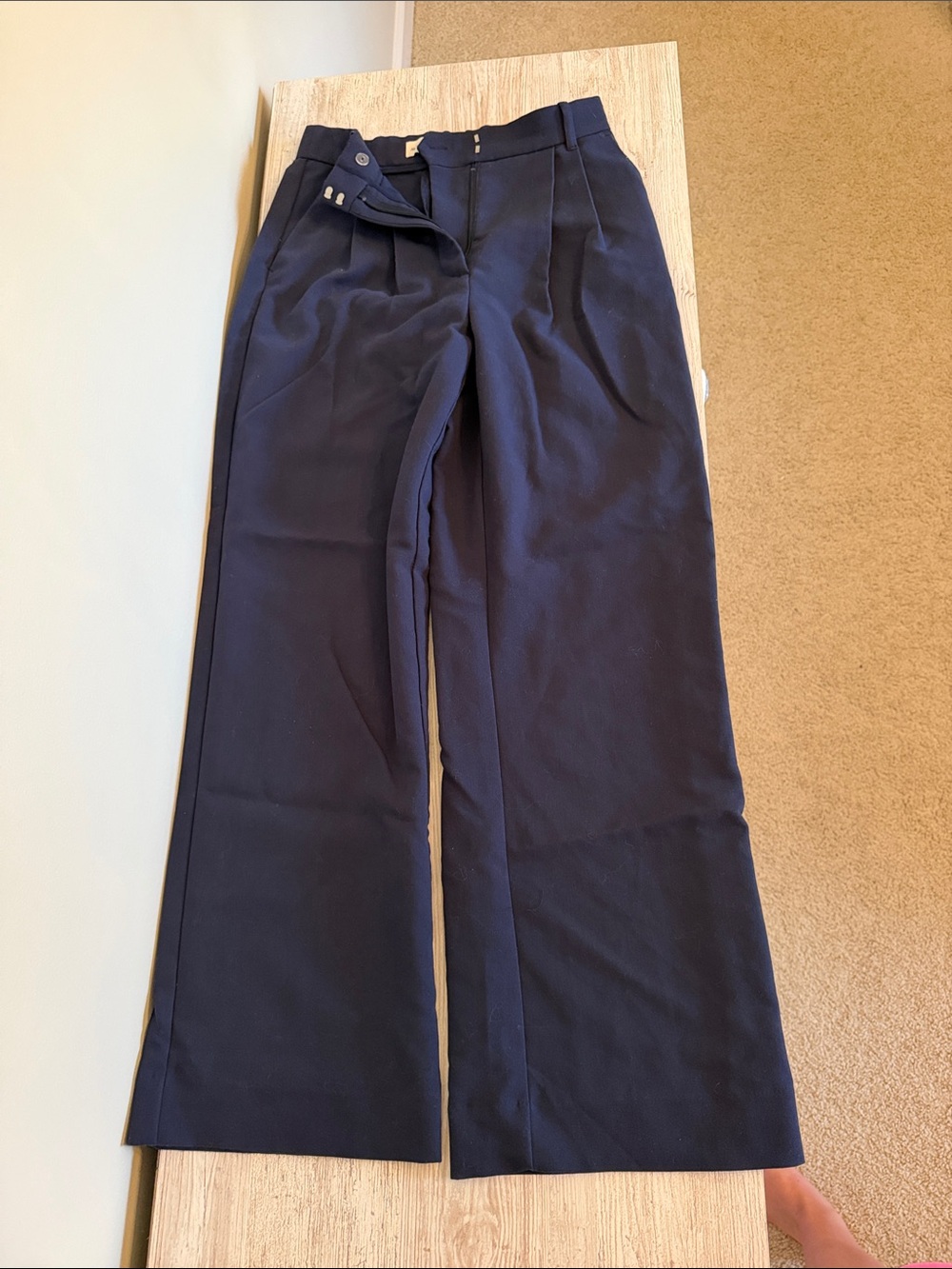 Abercrombie and Fitch Navy High-Waist Wide Leg Trousers